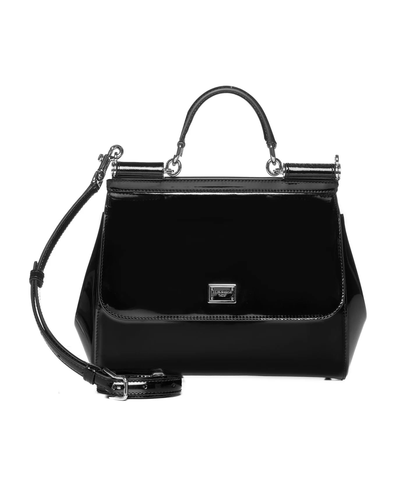 D & G POLISHED CALFSKIN LARGE SICILY BAG