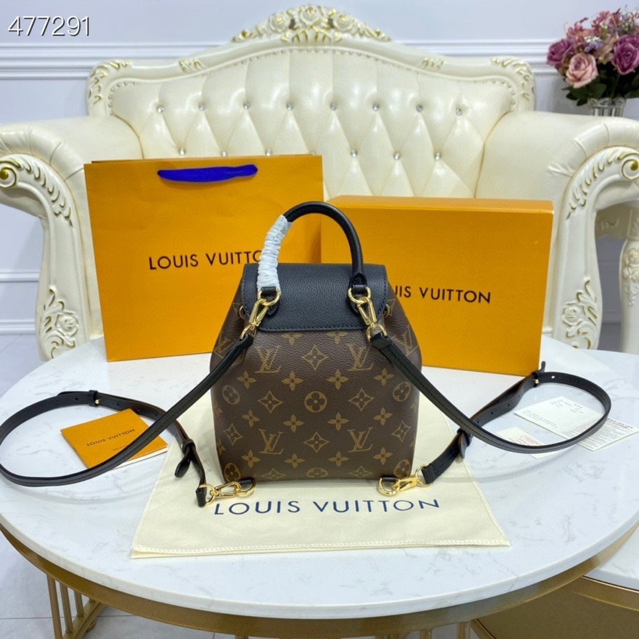 LV Montsouris GLAMI Backpack Monogram Canvas Black For Women, WoBackpack 7.9in/20cm LV M45516