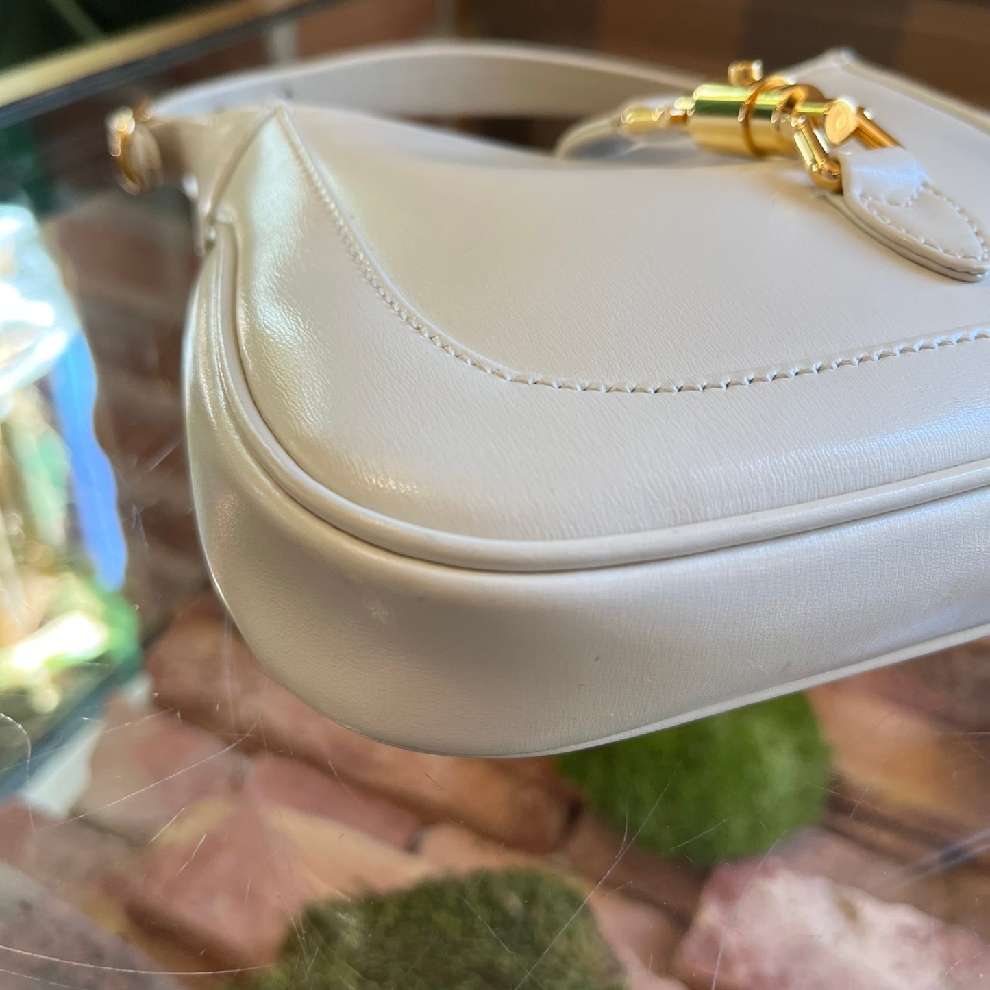 GUCCI Piston Lock Jackie 1961 Small White Shoulder Bag