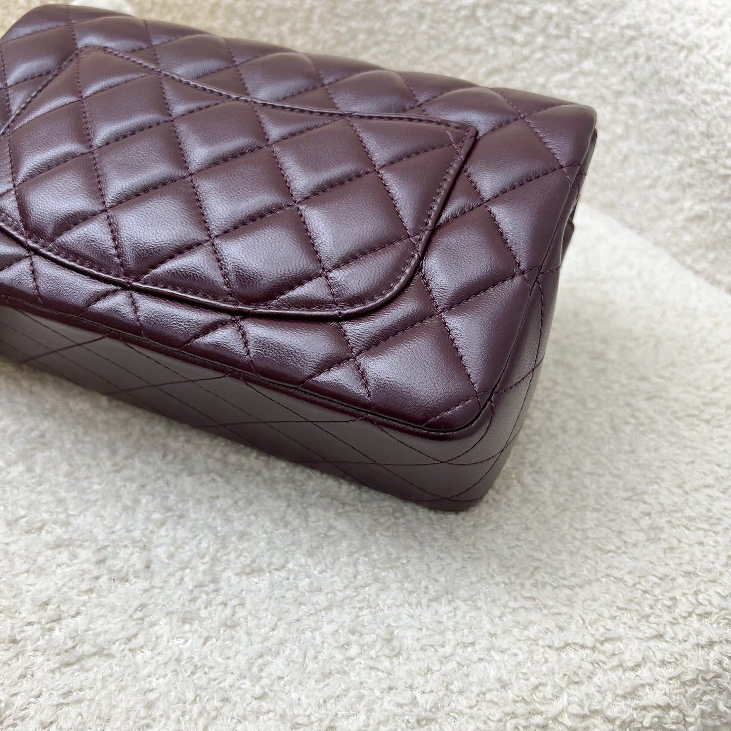 GLM-Classic Rectangle Mini Flap Bag in Burgundy Lambskin and LGHW