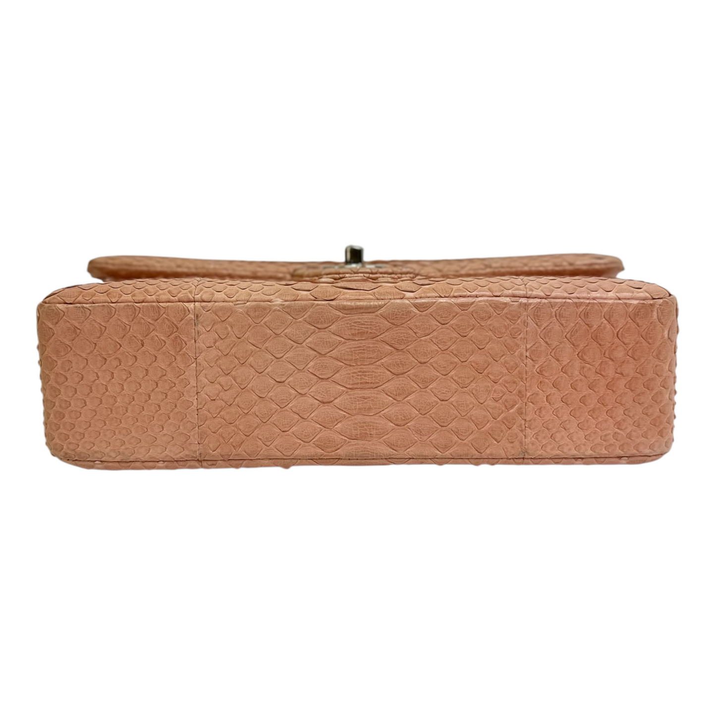 GLM-Pink Python Medium Double Flap Handbag