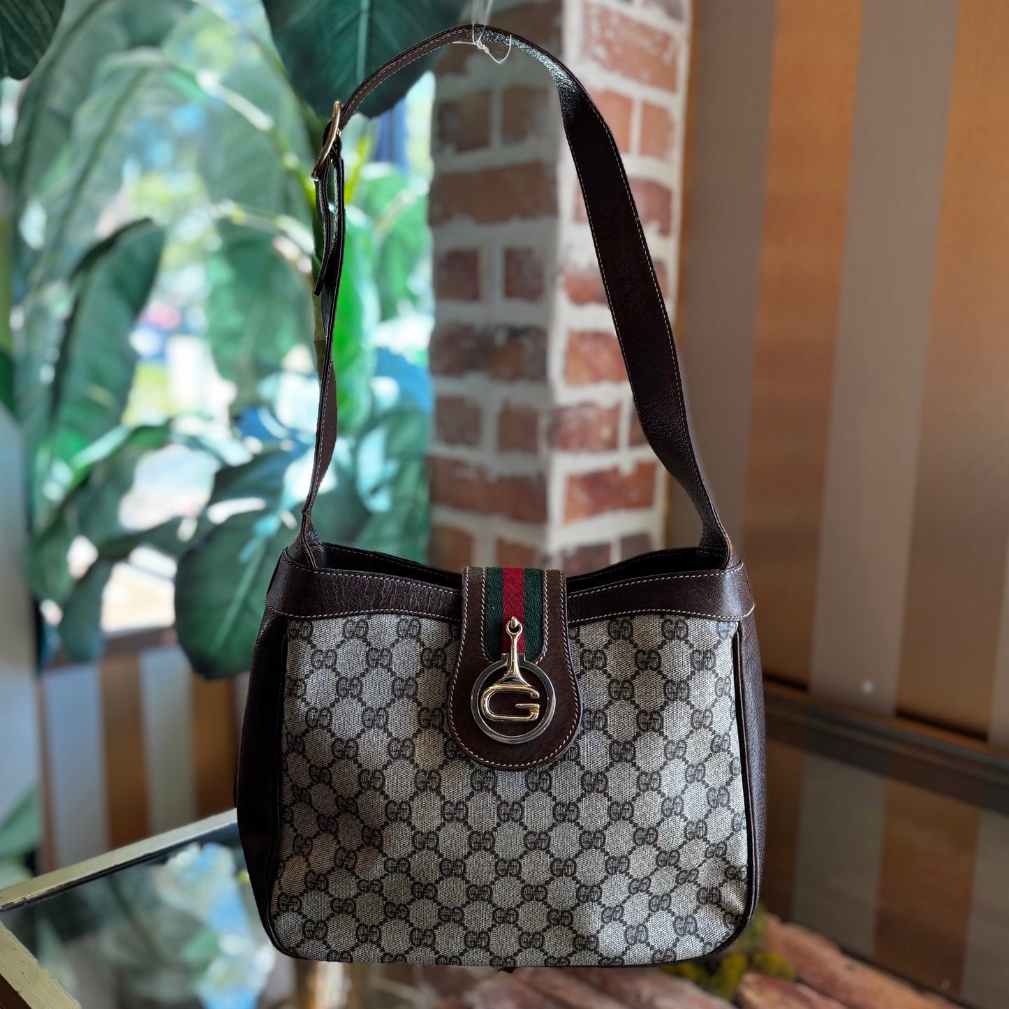 GUCCI GG Web Sherry Line Shoulder Bag