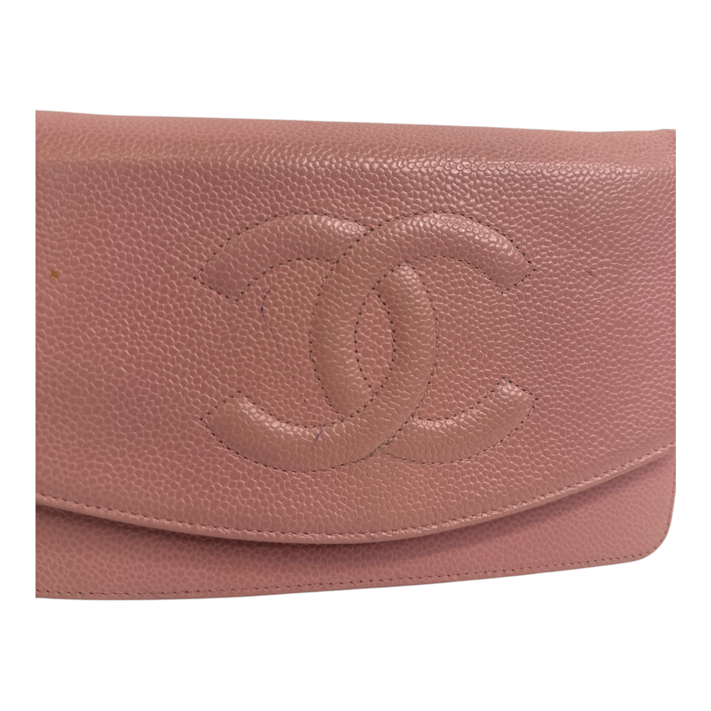 Chanel Caviar Timeless CC Wallet on Chain WOC Pink