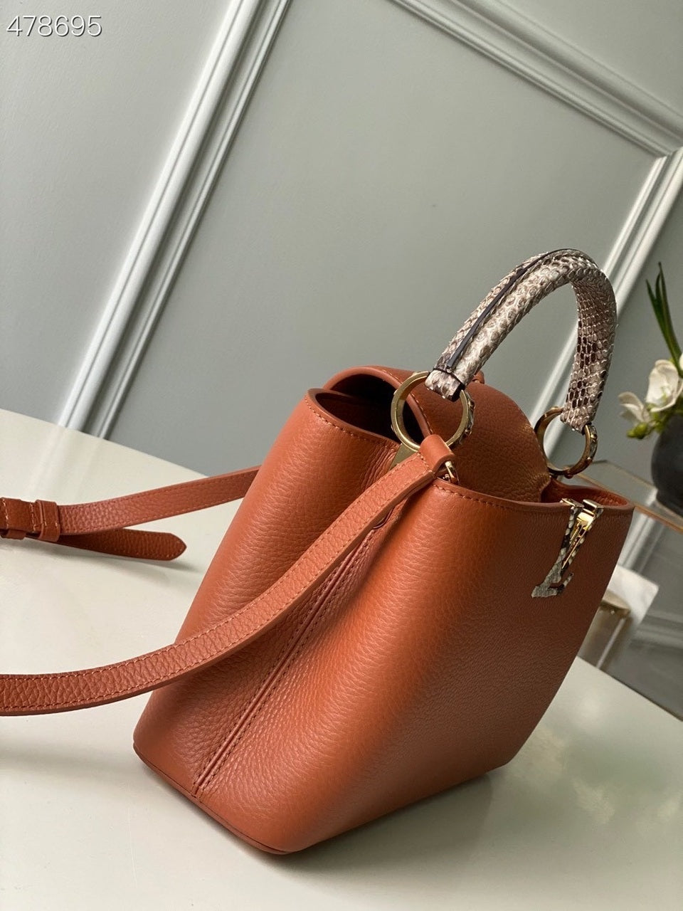 LV Capucines GLAMI Taurillon And Python Brown For Women,  Shoulder And Crossbody Bags 10.4in/27cm LV N97980