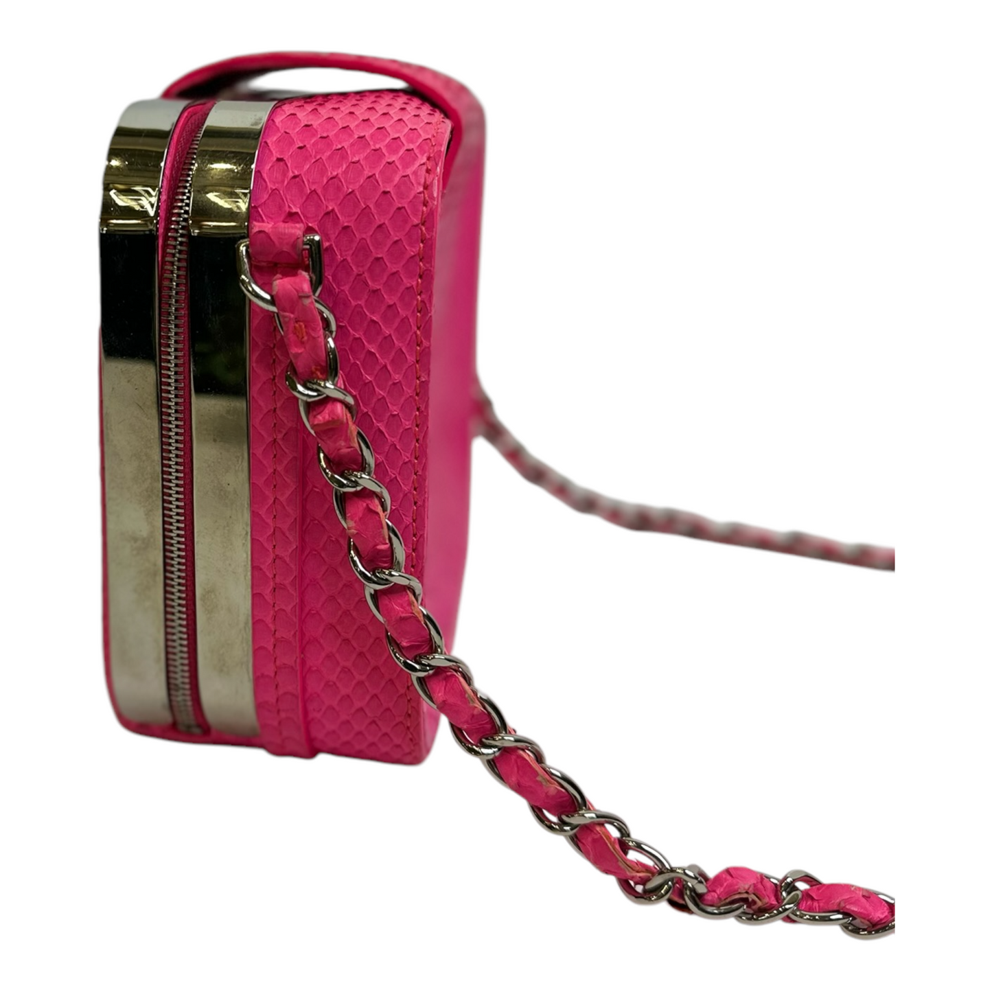 Chanel Snakeskin Mini CC Box Camera Bag Pink