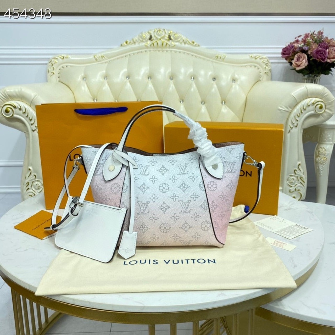 LV Hina PM Bag 22cm Mahina Calfskin Leather Spring/Summer Collection M57858 GraGLAMIent Pink
