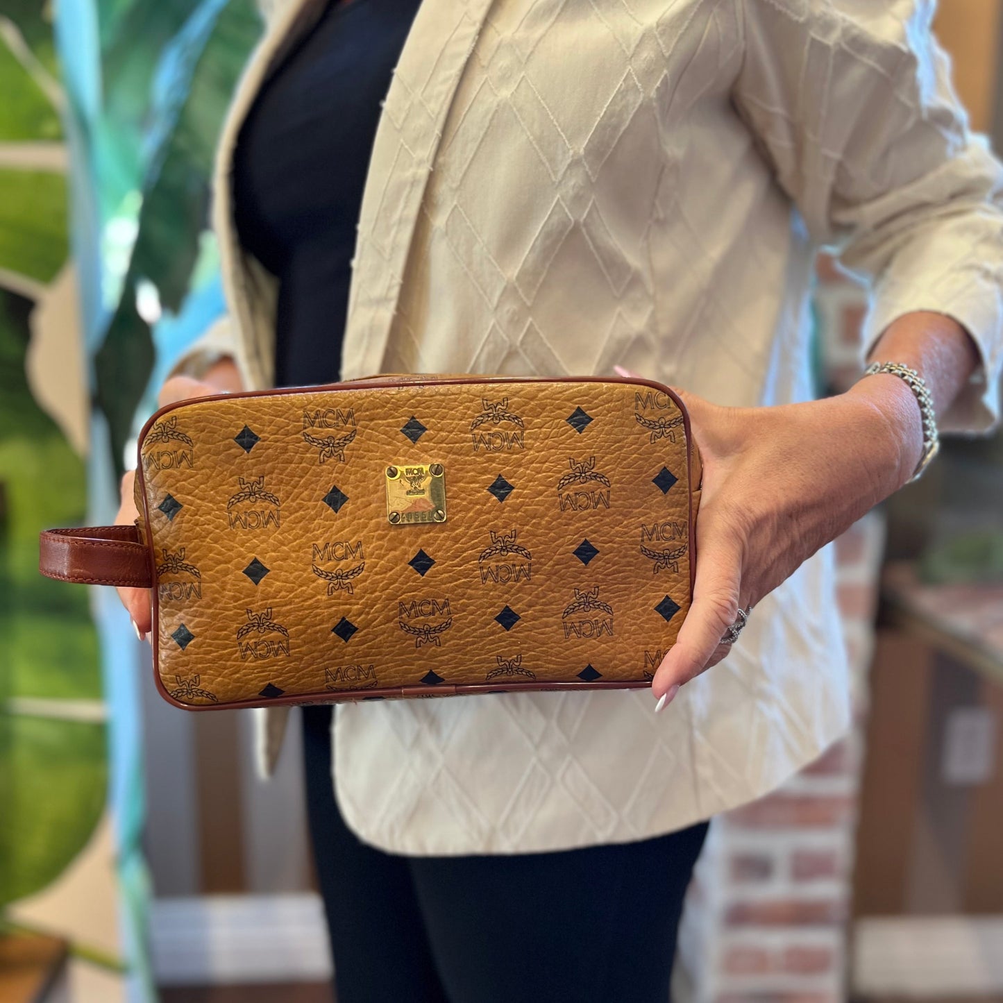 MCM Visetos Monogram Canvas Toiletry Pouch