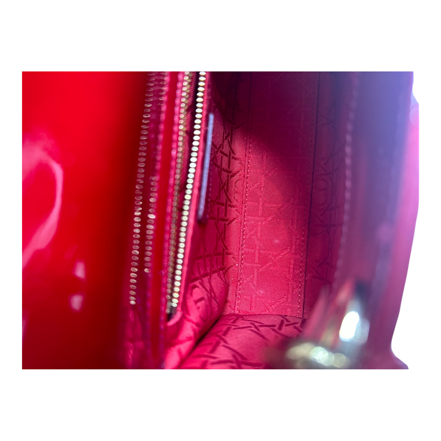 Christian Dior Patent Cannage Mini Lady Dior Red