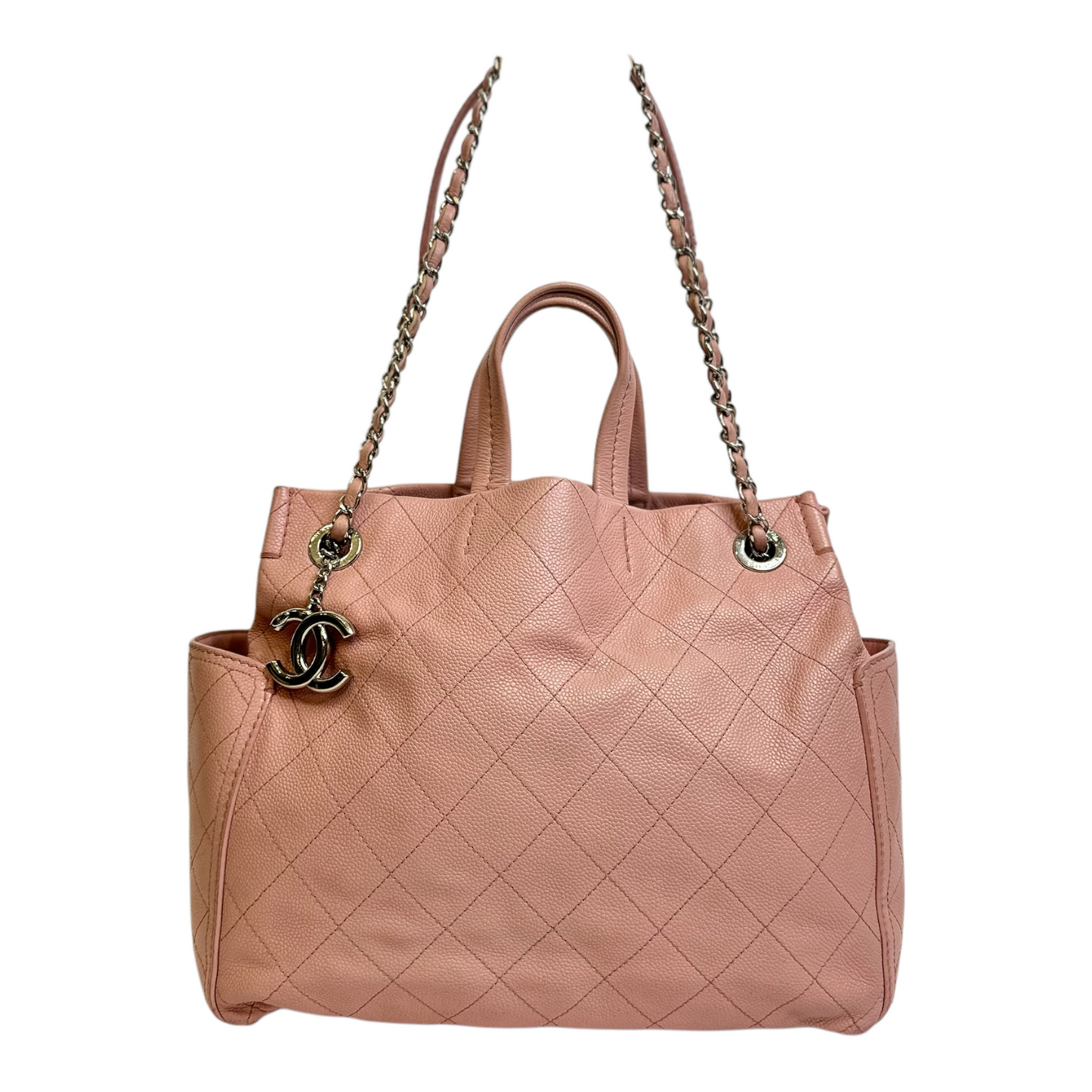 Chanel Grained Calfskin Small CC Pocket Tote Pink