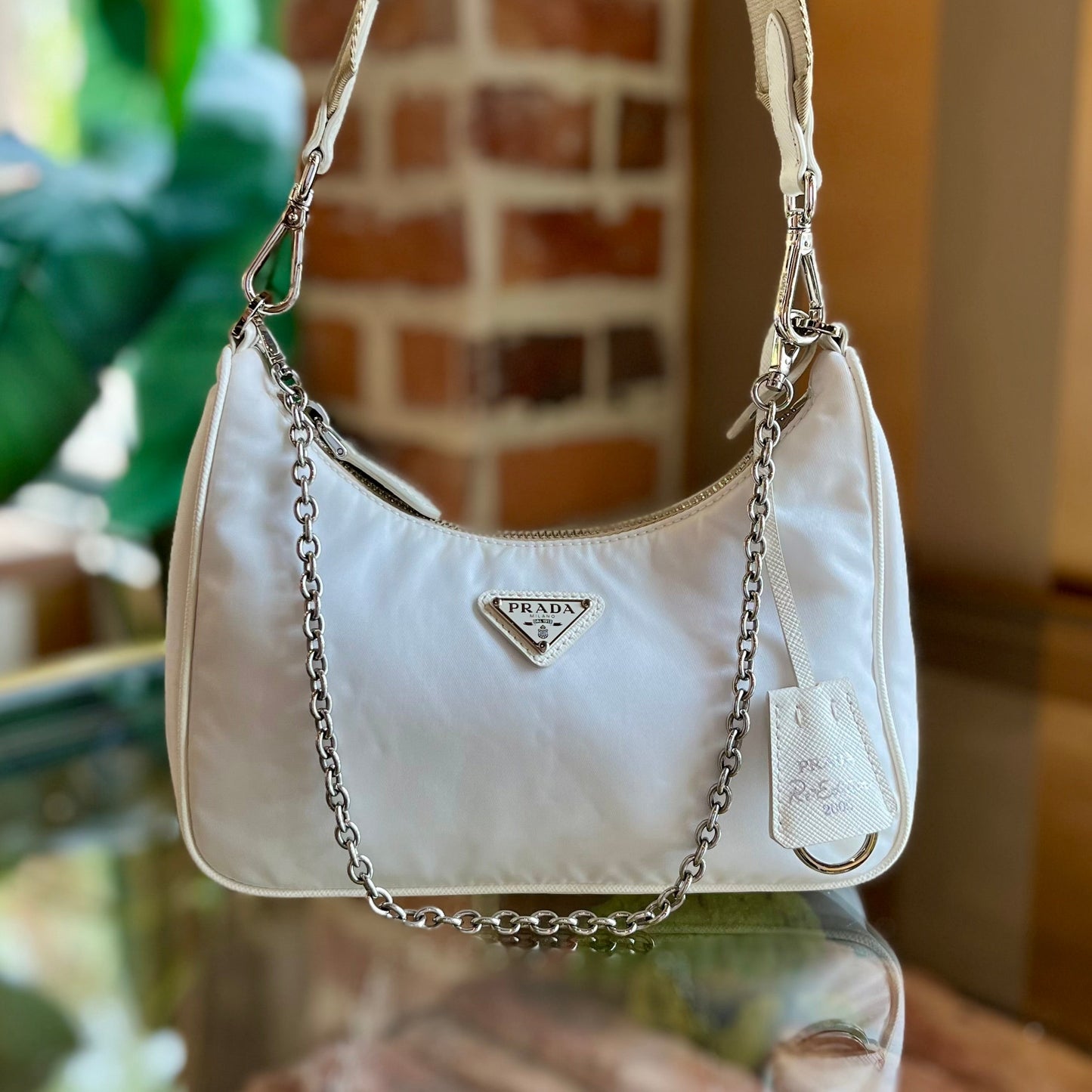 PRADA Re-edition 2005 White Re-Nylon Crossbody