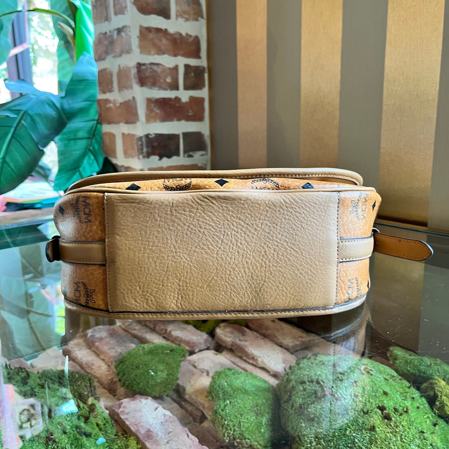 MCM Cognac Visetos Canvas Crossbody Bag
