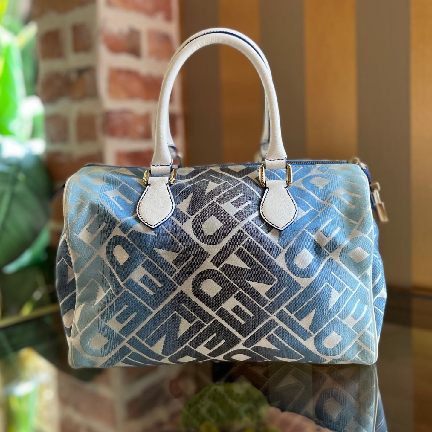 FENDI Bauletto Boston Ombre Canvas Satchel Bag