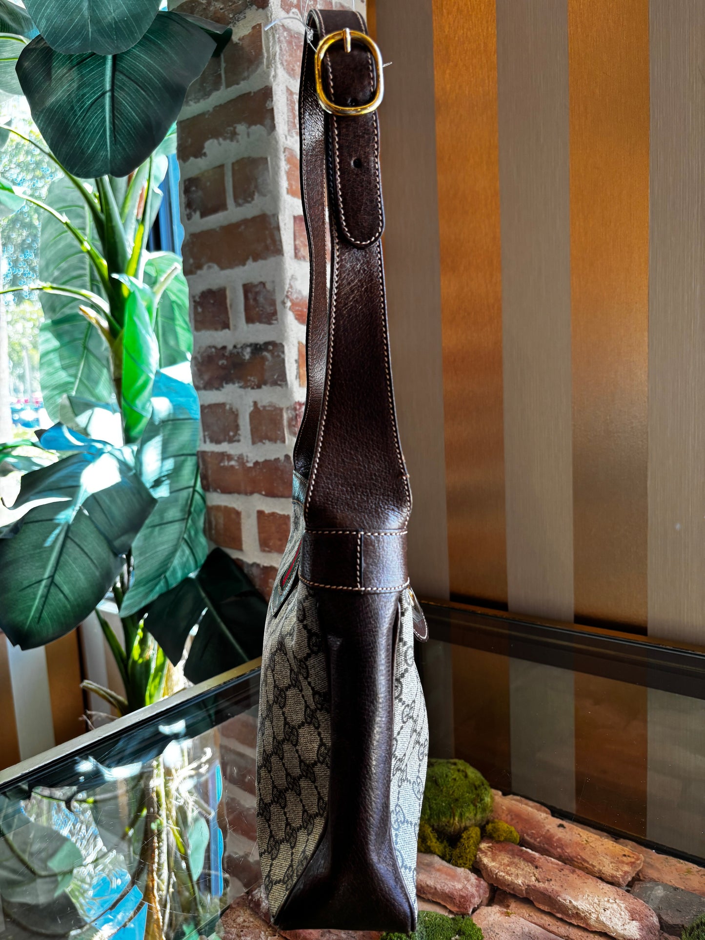 GUCCI GG Web Sherry Line Shoulder Bag