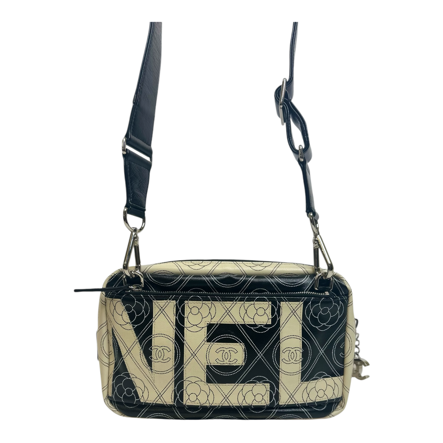 Chanel Coated Canvas Calfskin Camellia Printed Camera Case