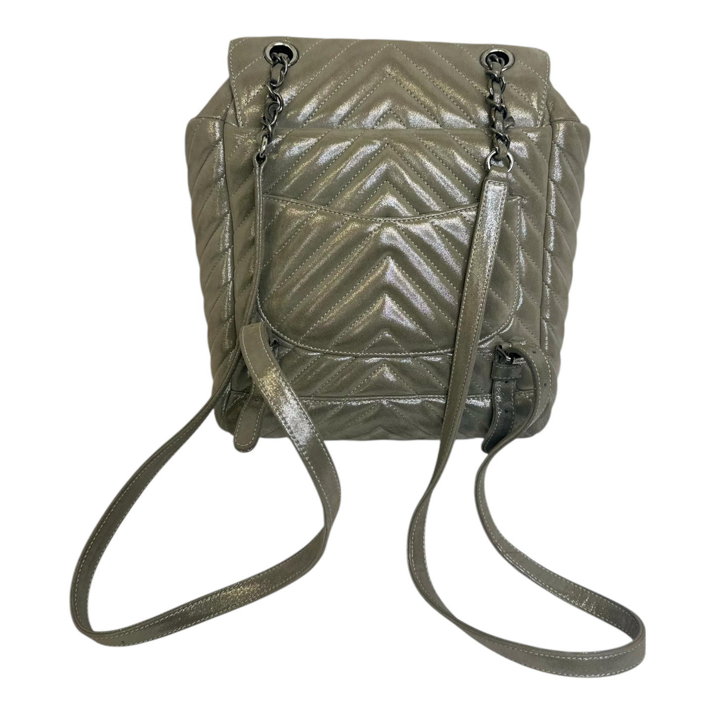 Chanel Iridescent Calfskin Chevron Quilted Urban Spirit Backpack Small