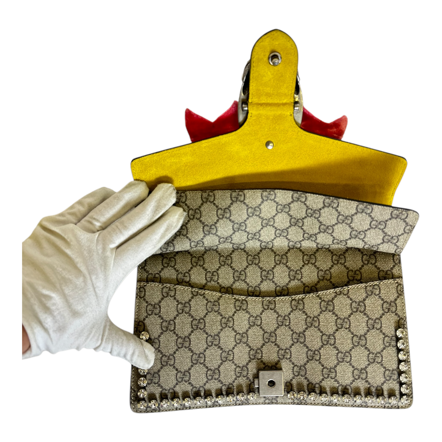 GLM-- GG Supreme Crystal Bow Embroidered Dionysus Shoulder Bag