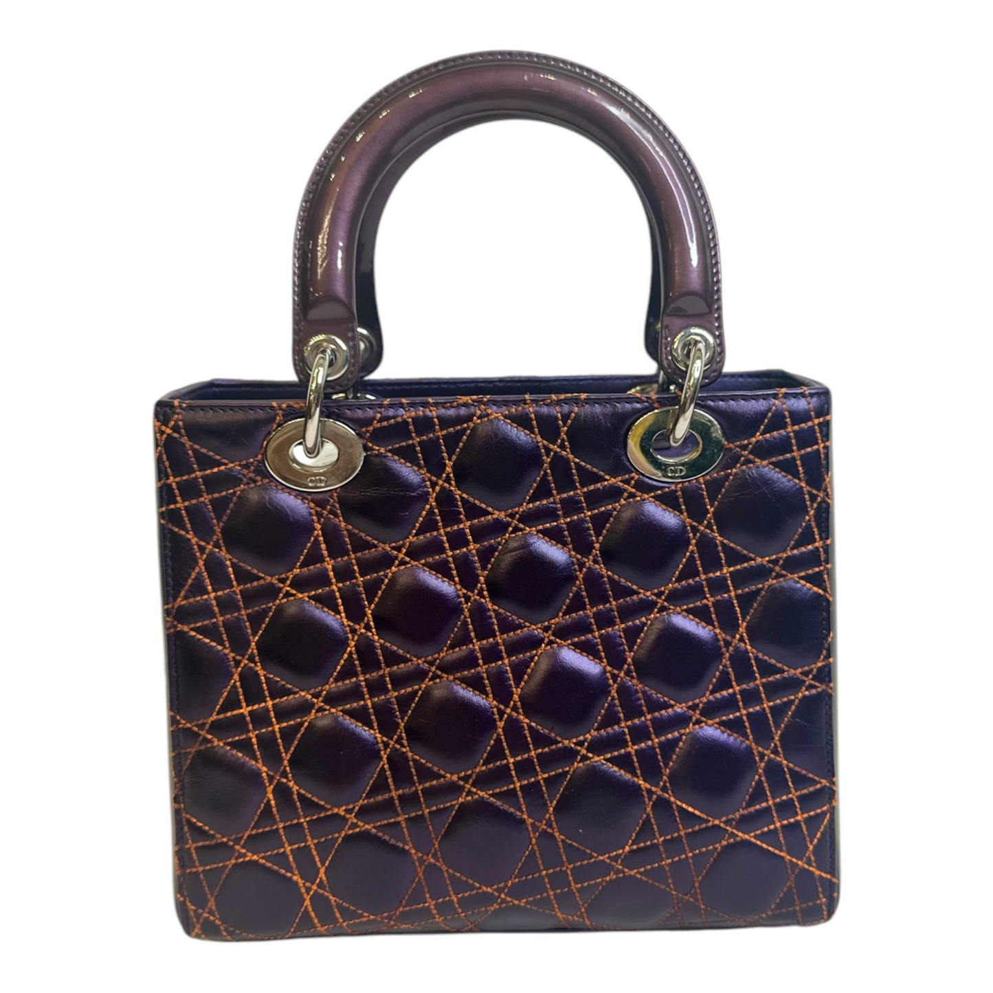 Christian Dior Metallic Lambskin Cannage Medium Anselm Reyle Lady Dior Purple Orange