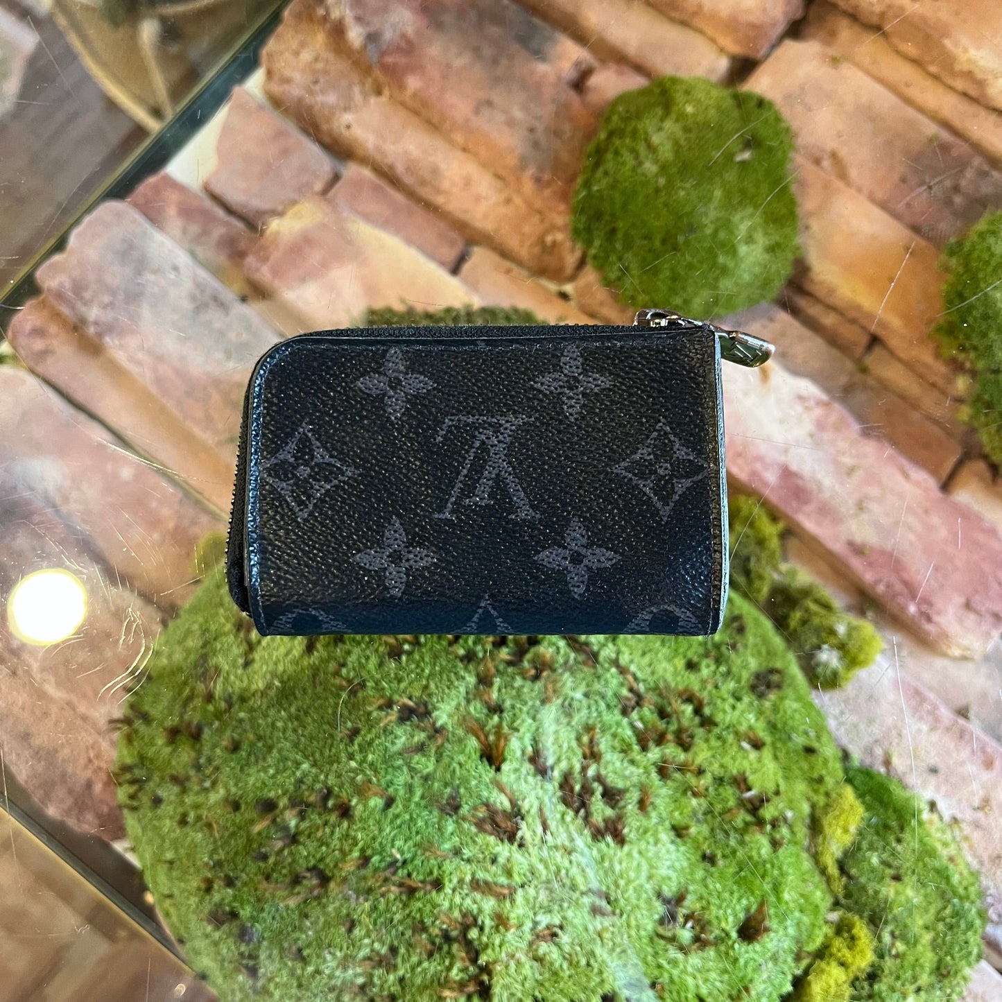 LOUIS VUITTON Black Monogram Eclipse Canvas Porte Monnaie Jour Zip Coin Purse