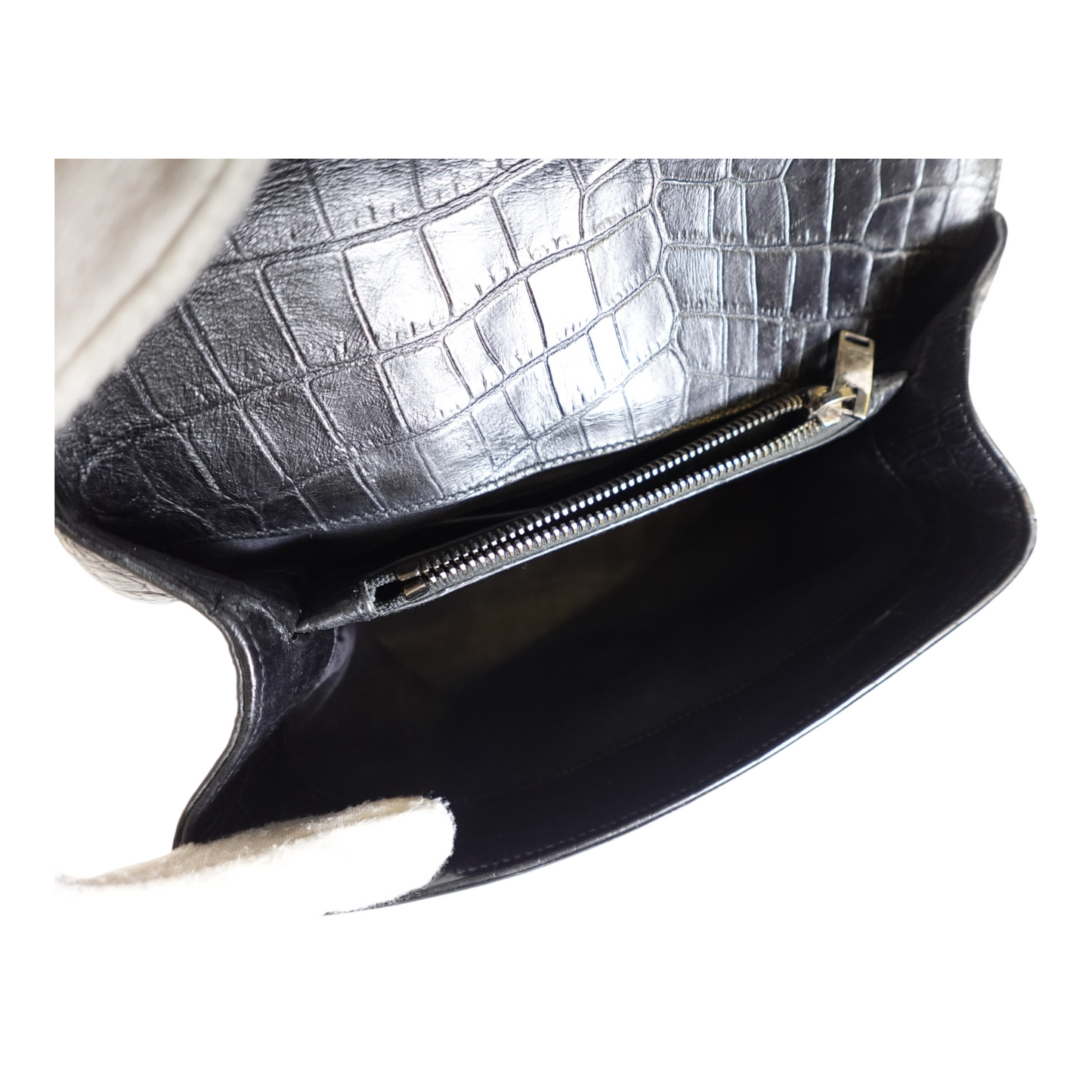 YSL Crocodile Embossed College Bag