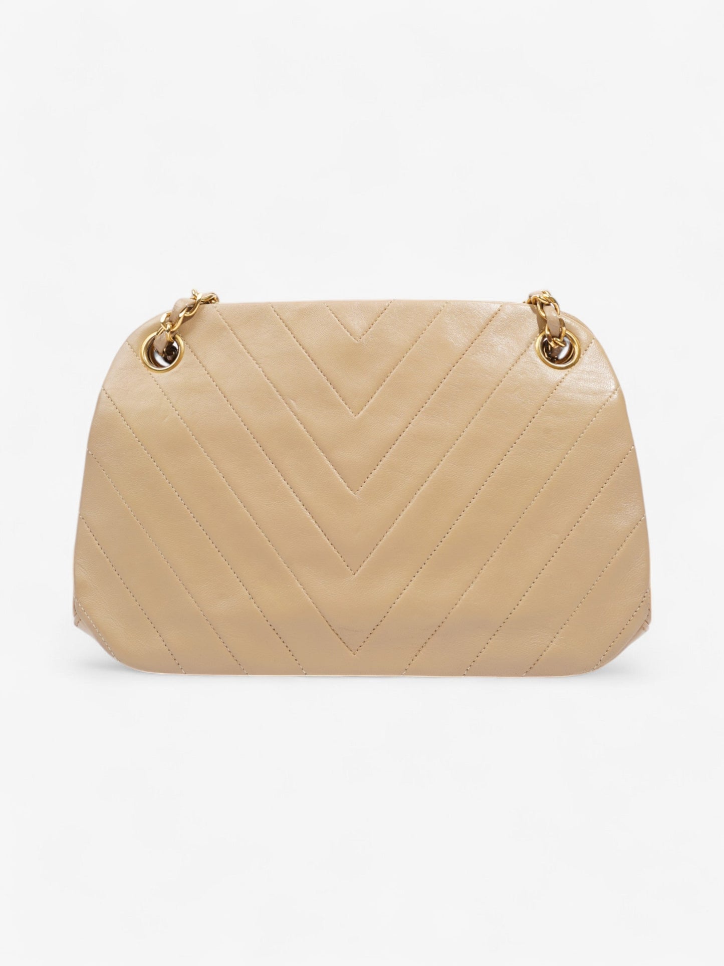 Chanel Kiss Lock Beige Lambskin Leather