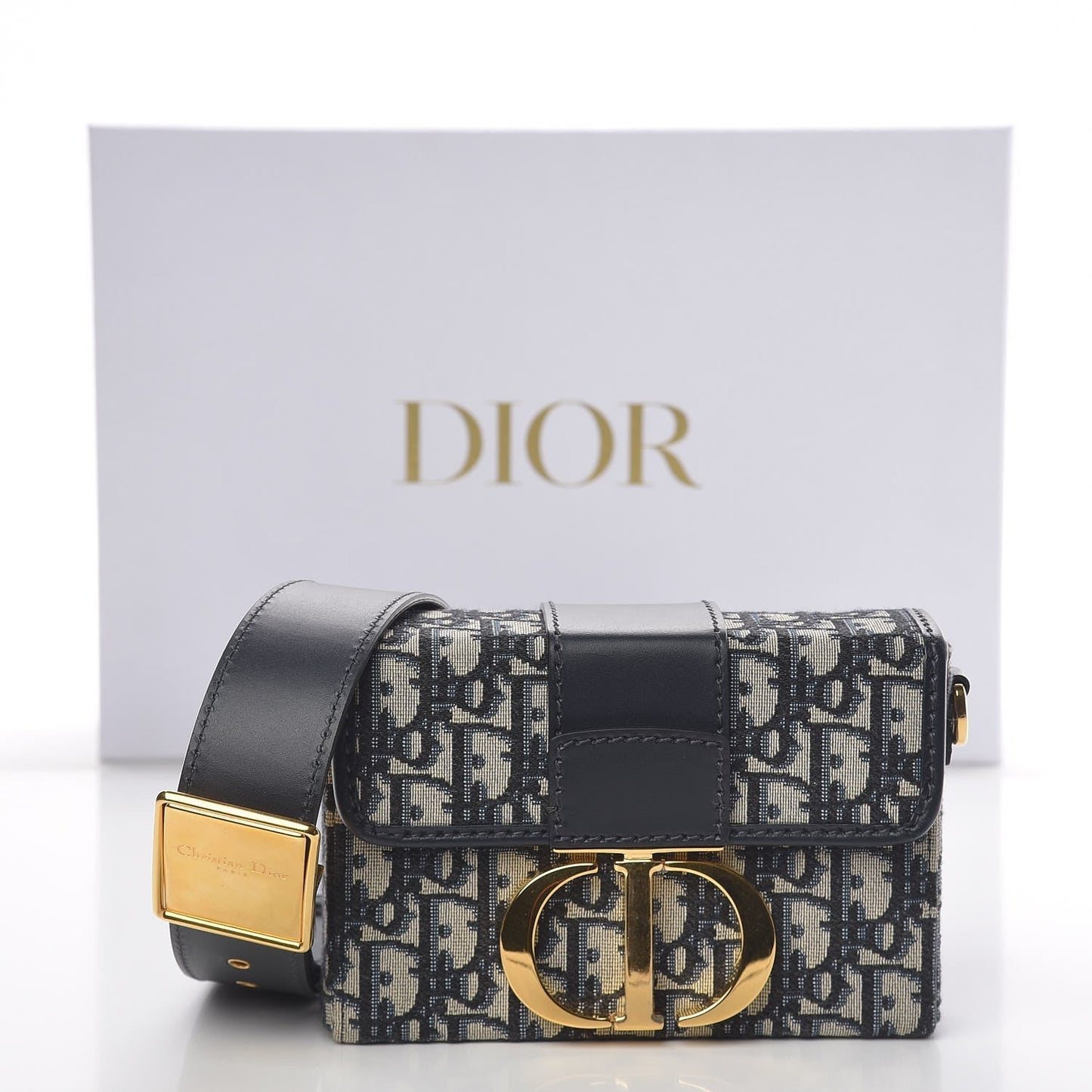 CHRISTIAN DIOR BLUE OBLIQUE 30 MONTAIGNE BOX BAG