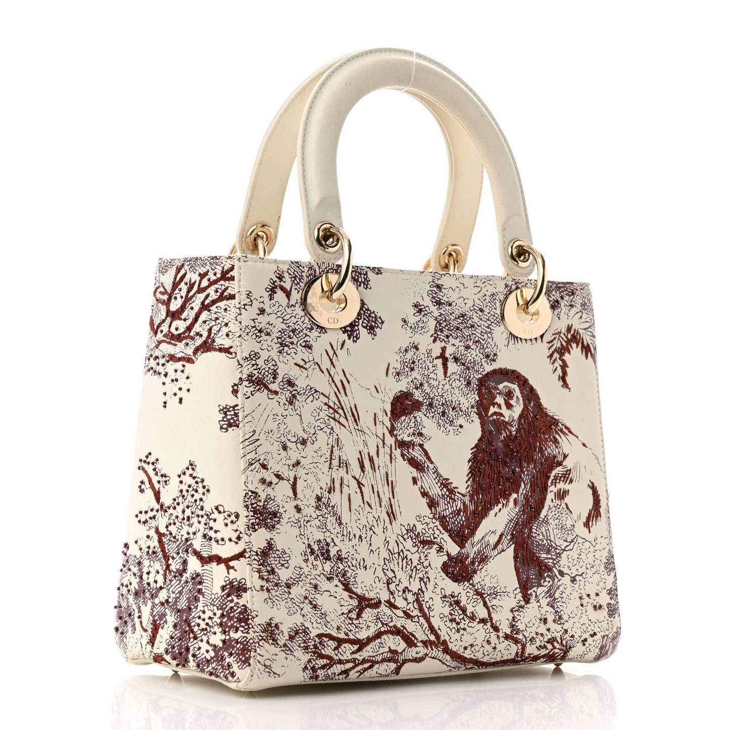 CHRISTIAN DIOR LADY DIOR CALFSKIN EMBROIDERED MEDIUM TOILE DE JOUY BAG