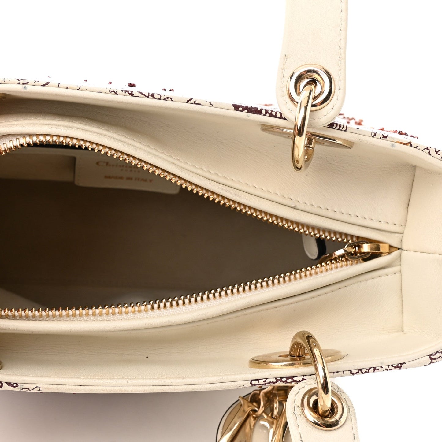 CHRISTIAN DIOR LADY DIOR CALFSKIN EMBROIDERED MEDIUM TOILE DE JOUY BAG