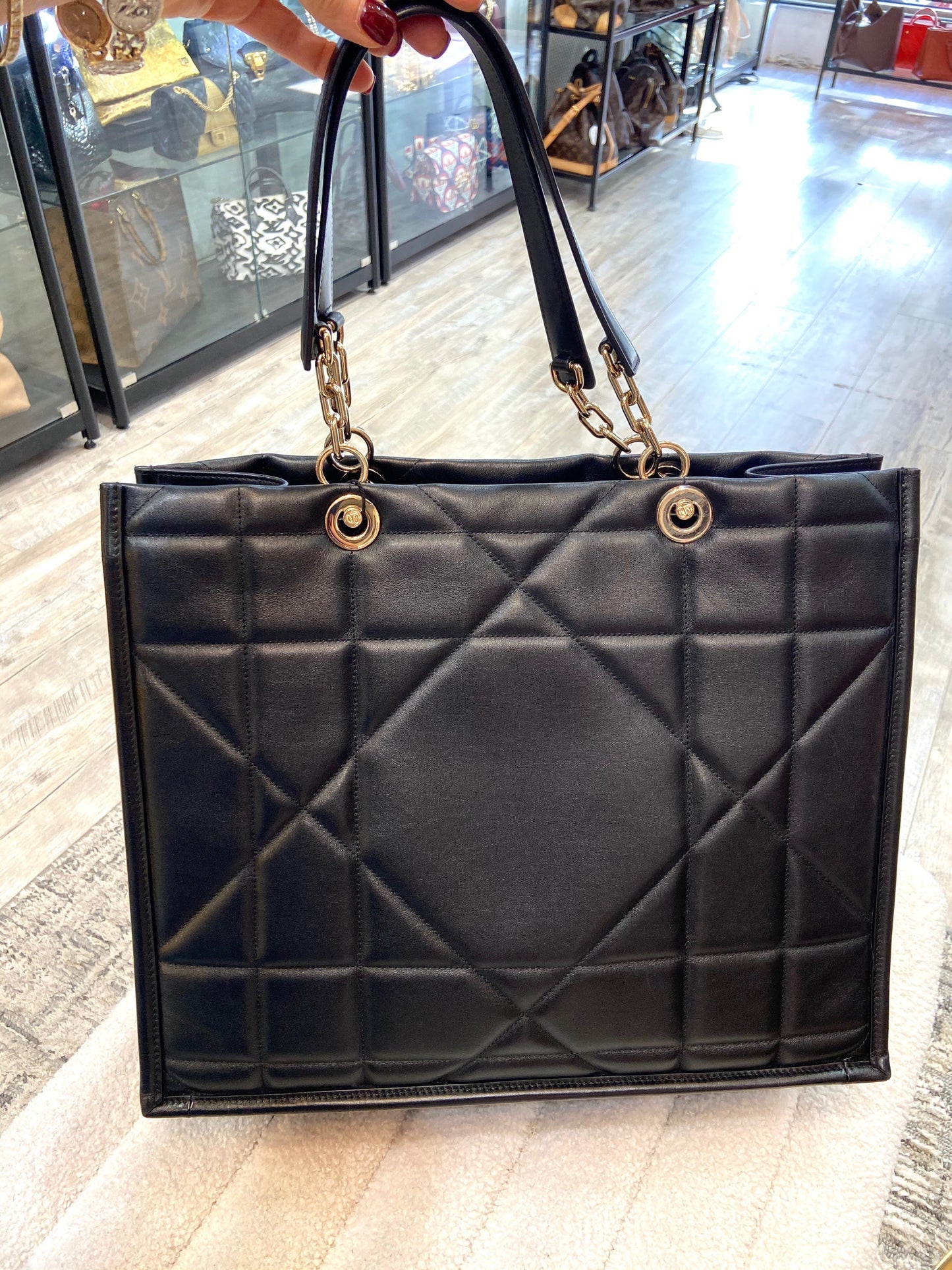 CHRISTIAN DIOR CALFSKIN ARCHICANNAGE ESSENTIAL LARGE TOTE BAG