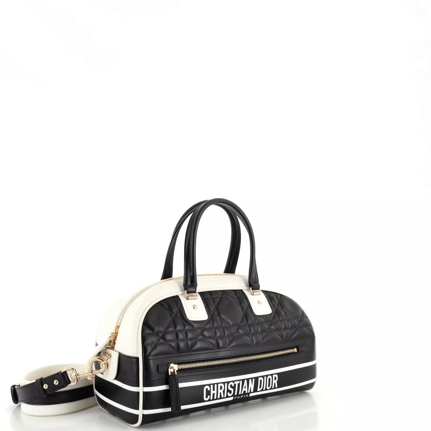 DIOR CANNAGE QUILTED LEATHER VIBE BOWLING BAG