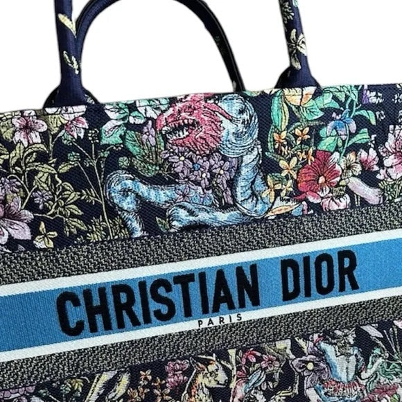 DIOR CANVAS EMBROIDERED LARGE D-CONSTELLATION BOOK TOTE