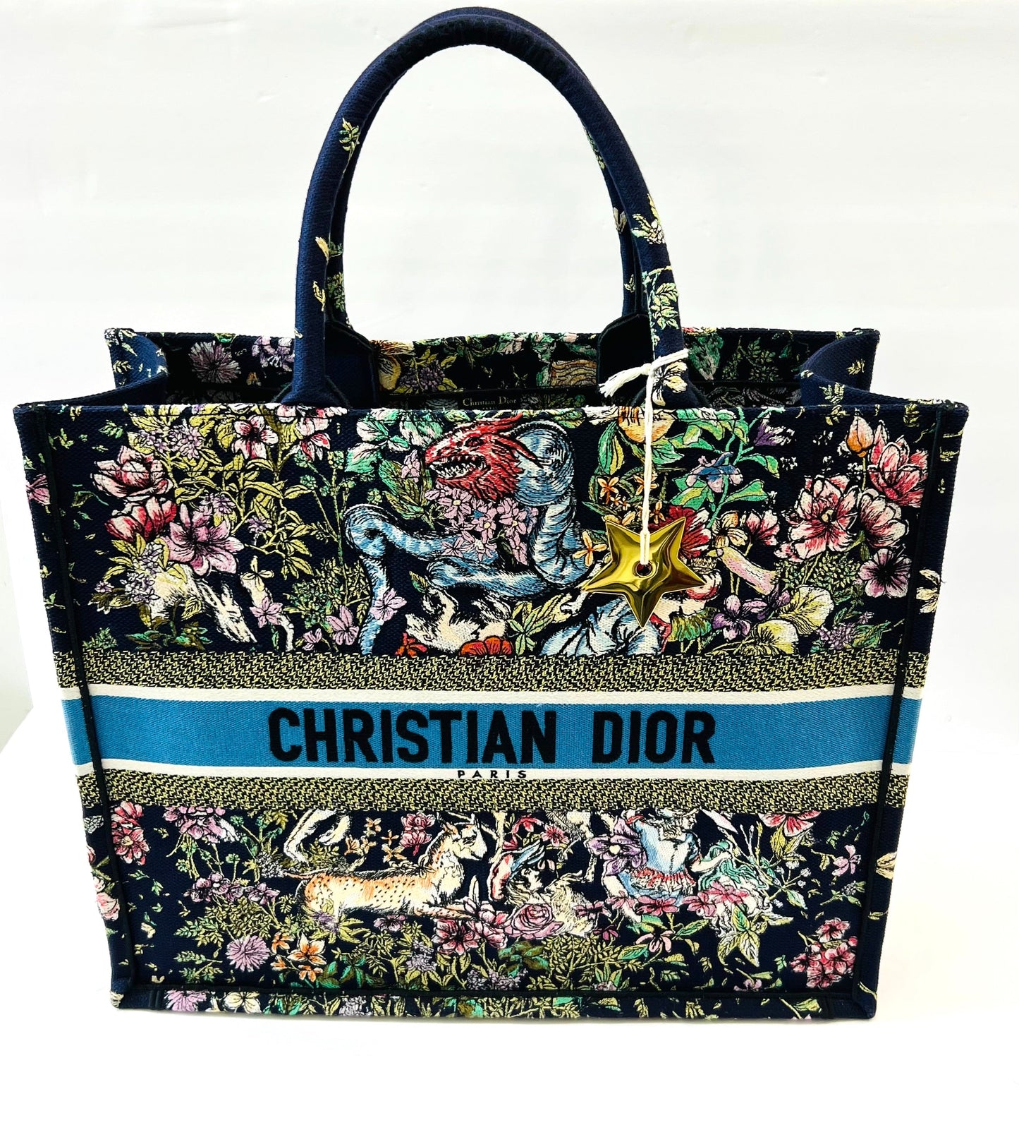 DIOR CANVAS EMBROIDERED LARGE D-CONSTELLATION BOOK TOTE