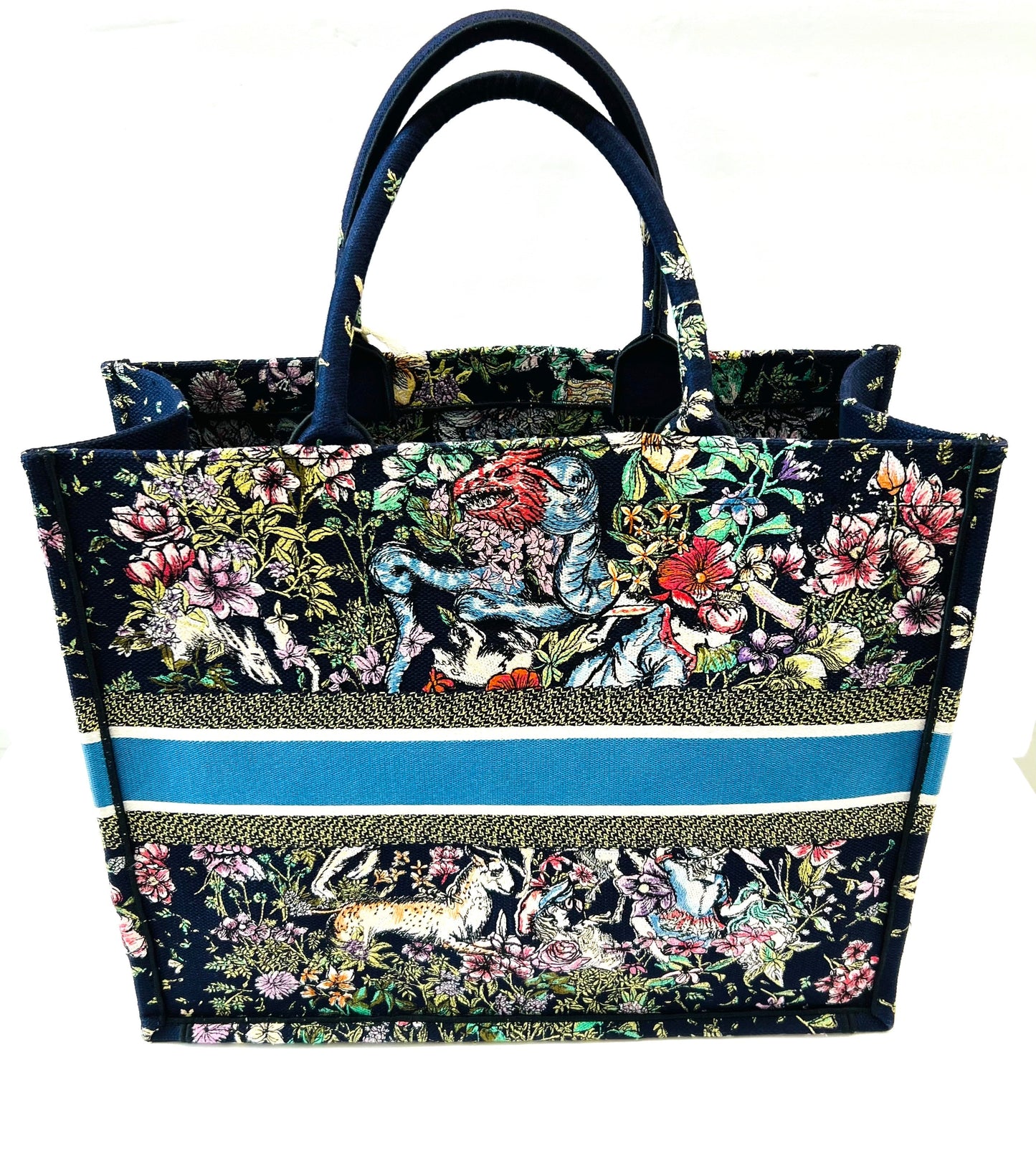 DIOR CANVAS EMBROIDERED LARGE D-CONSTELLATION BOOK TOTE