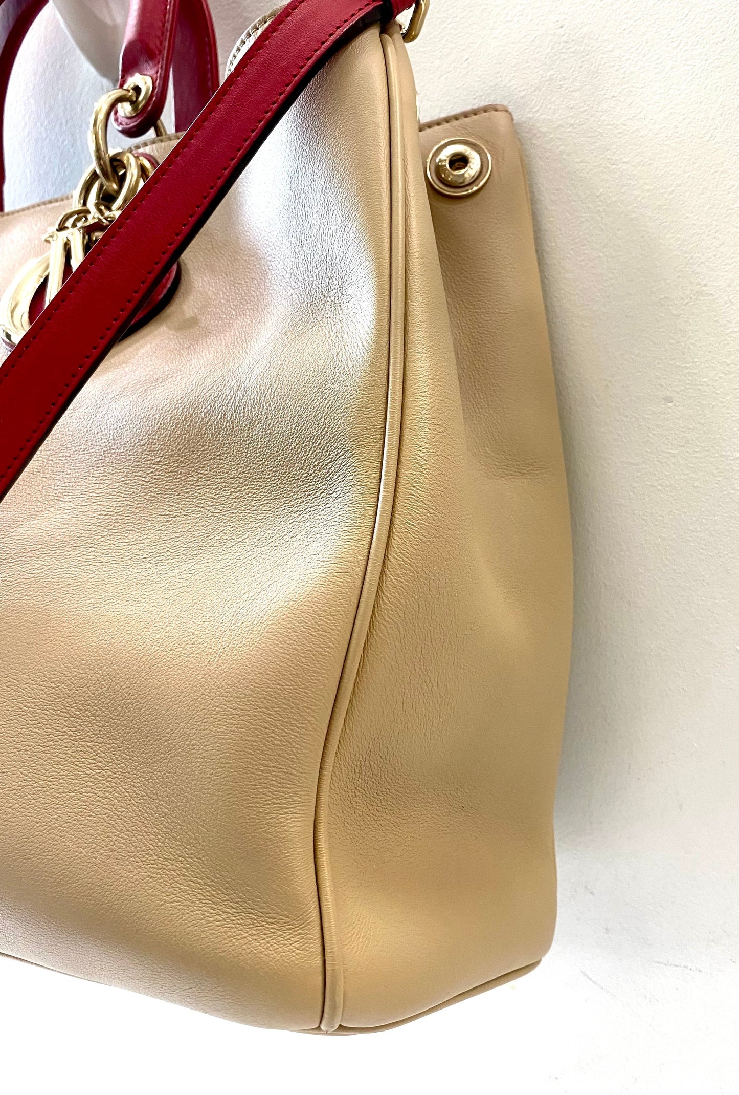 DIOR DIORISSIMO TRI-COLOR CALFSKIN LEATHER LARGE TOTE BAG
