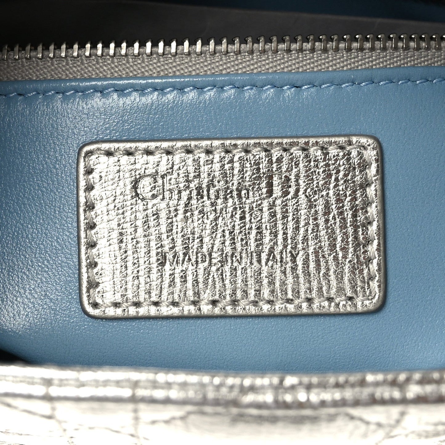 DIOR LADY DIOR CANNAGE LUCKY BADGES GRAINED METALLIC CALFSKIN BAG
