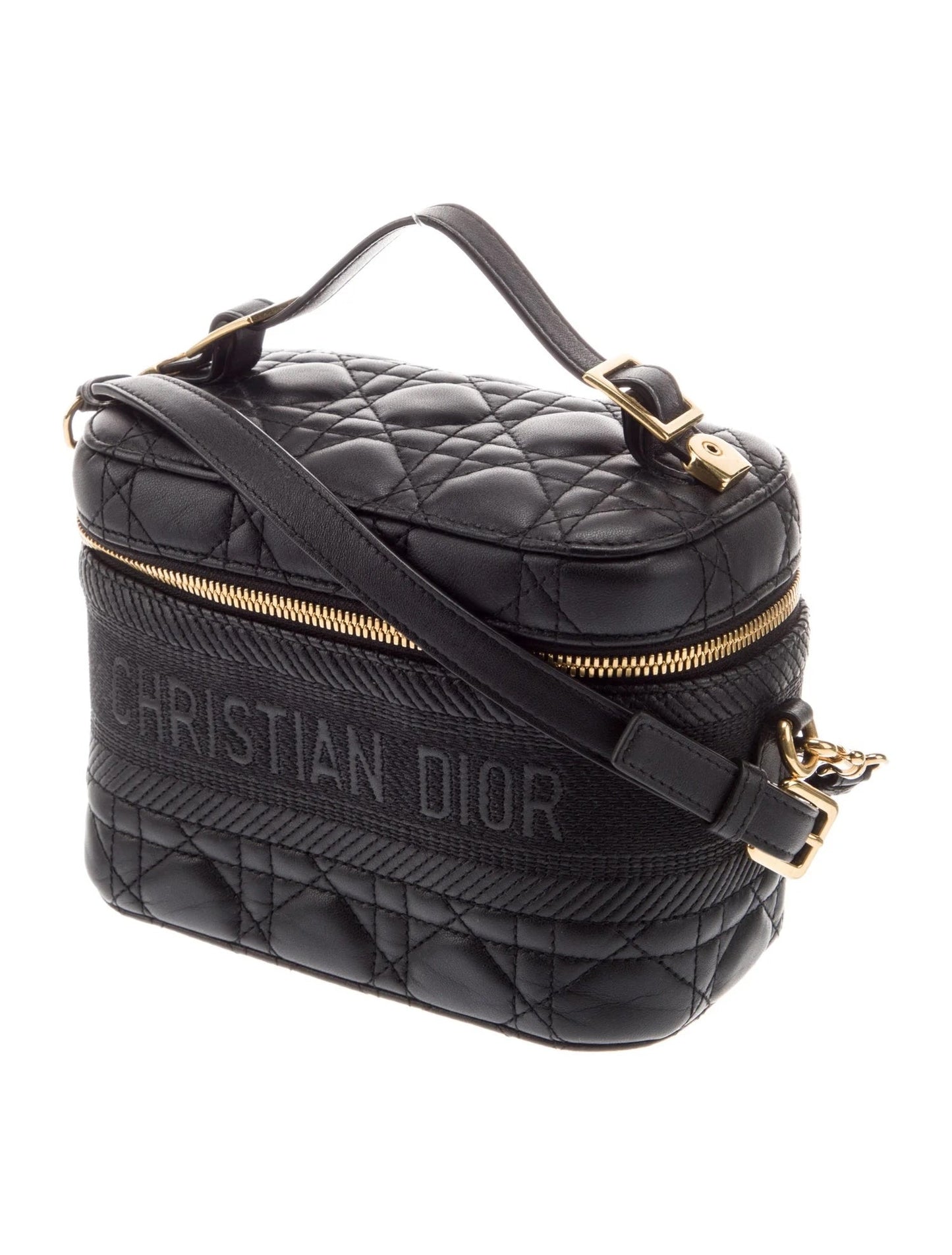 DIOR LAMBSKIN LEATHER CANNAGE SMALL DIORTRAVEL VANITY CASE