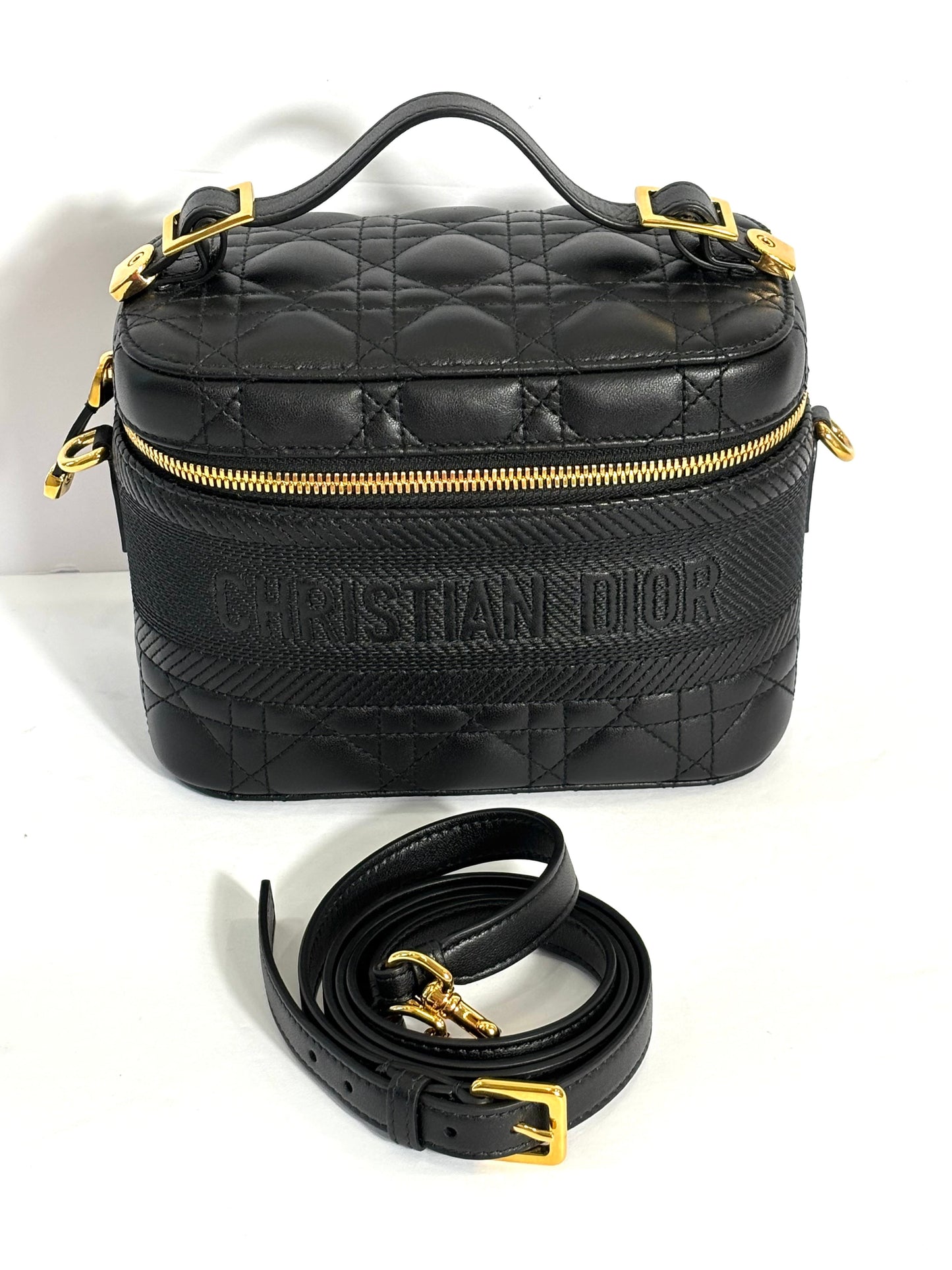 DIOR LAMBSKIN LEATHER CANNAGE SMALL DIORTRAVEL VANITY CASE