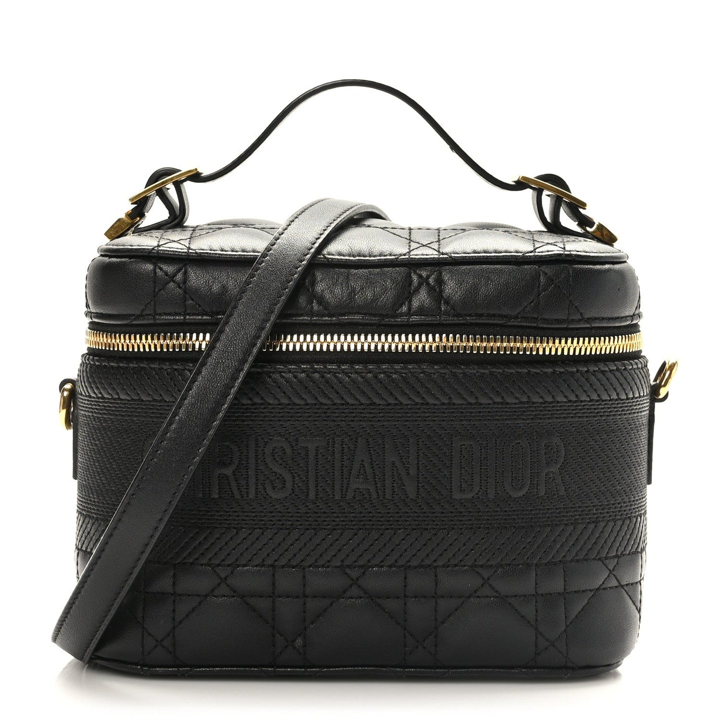 DIOR LAMBSKIN LEATHER CANNAGE SMALL DIORTRAVEL VANITY CASE