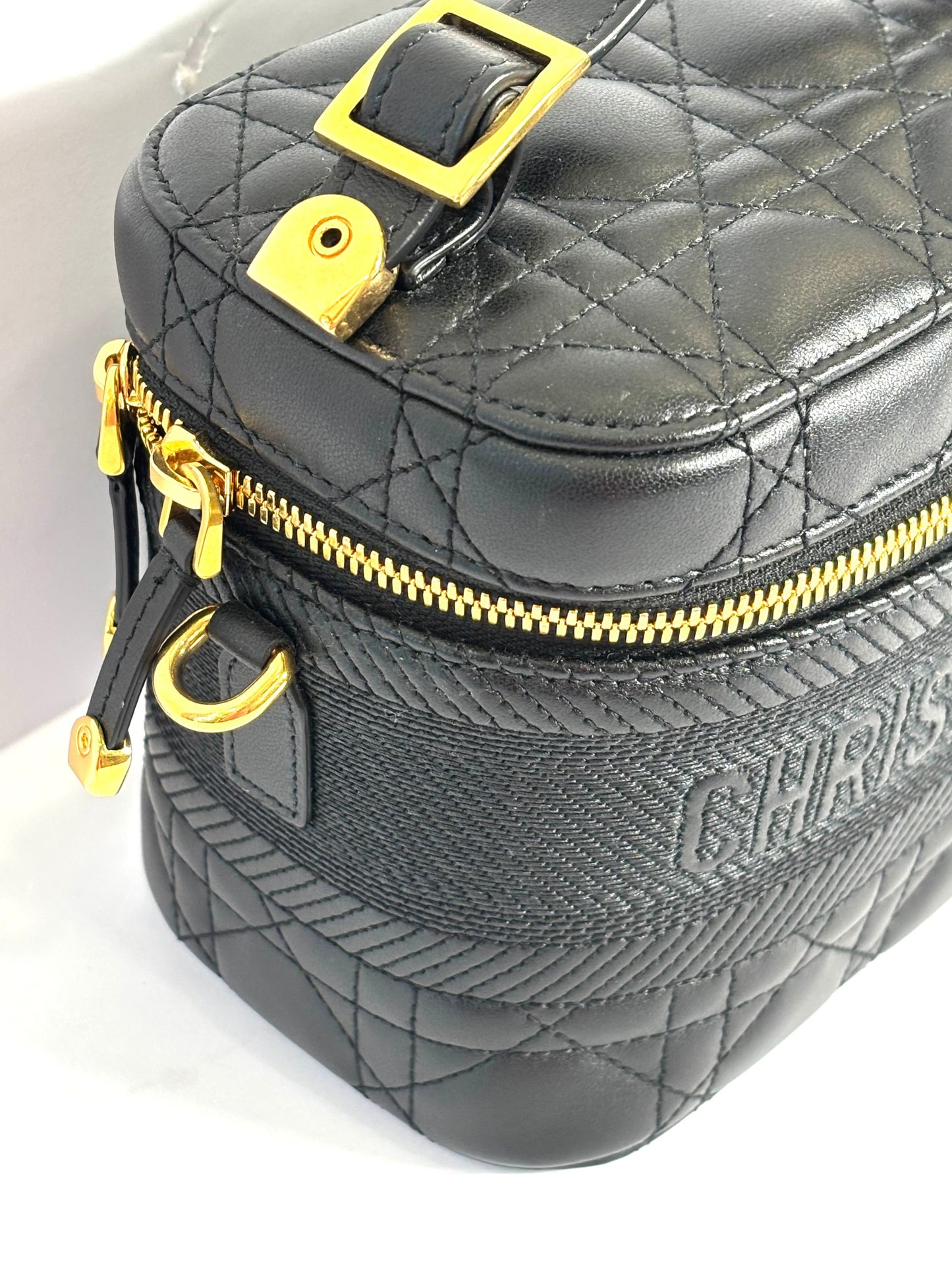 DIOR LAMBSKIN LEATHER CANNAGE SMALL DIORTRAVEL VANITY CASE