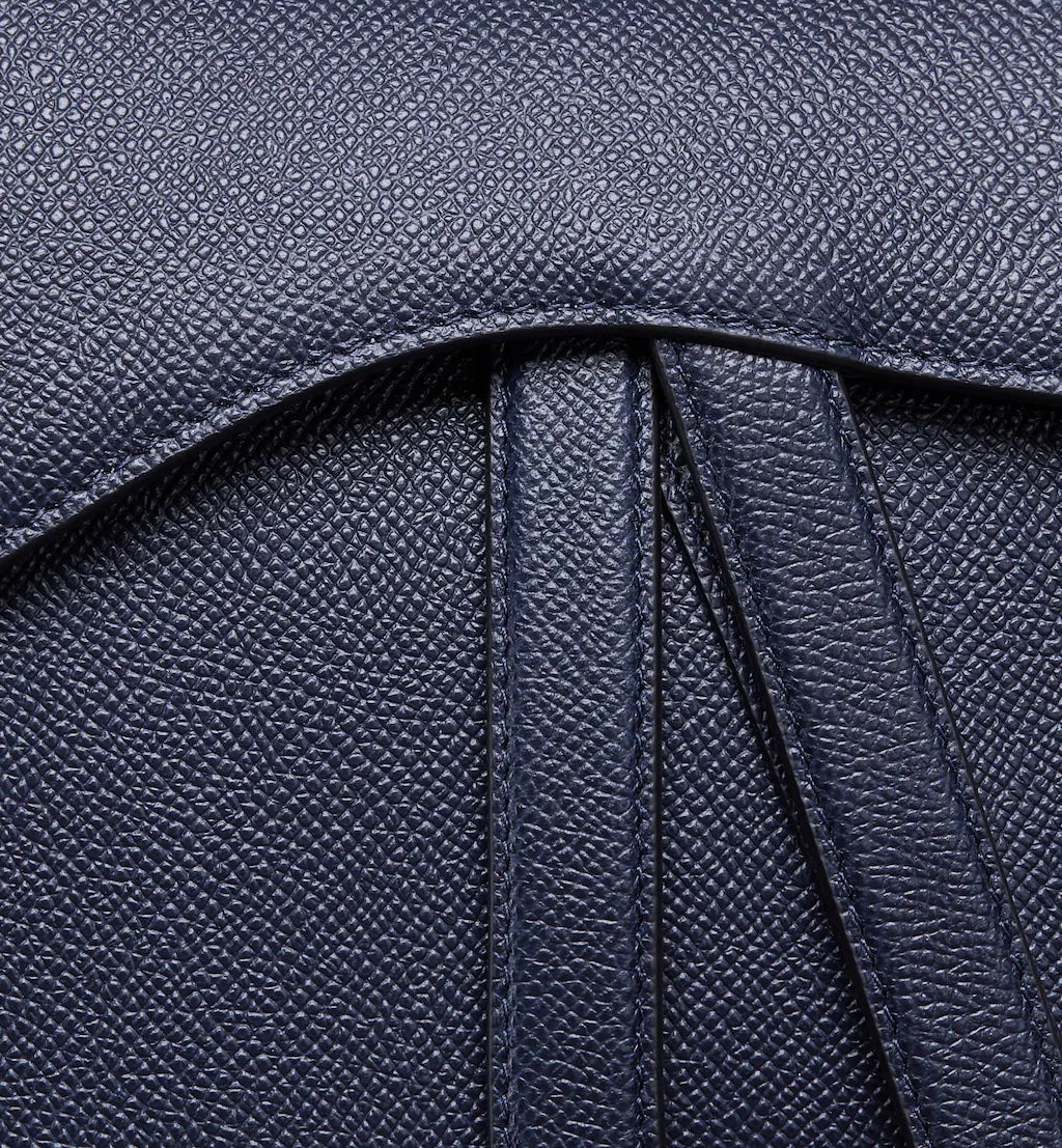 DIOR GRAINED CALFSKIN LEATHER SADDLE BAG IN INDIGO BLUE
