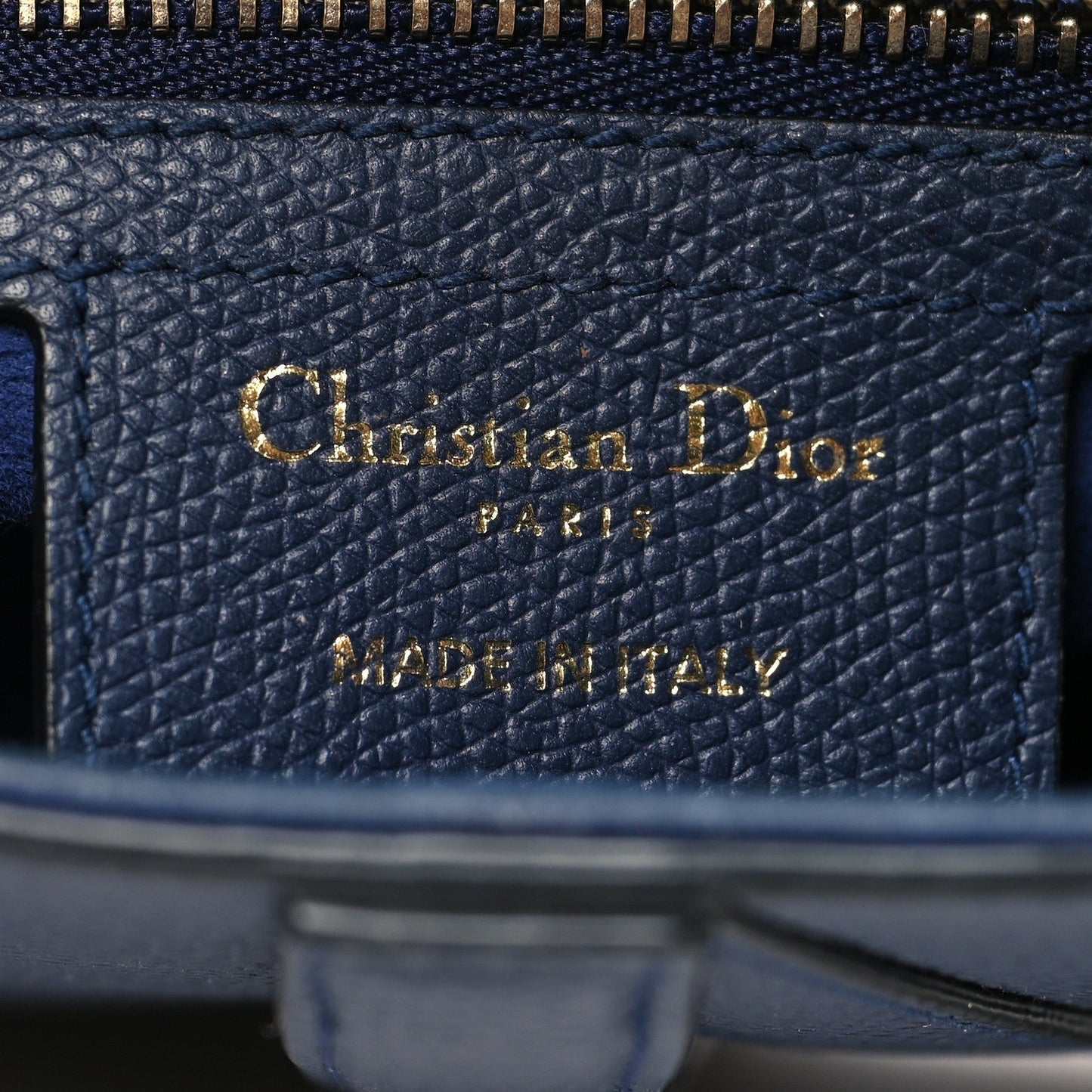 DIOR GRAINED CALFSKIN LEATHER SADDLE BAG IN INDIGO BLUE