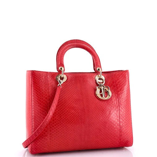 DIOR PYTHON LEATHER LARGE LADY DIOR BAG