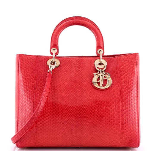 DIOR PYTHON LEATHER LARGE LADY DIOR BAG
