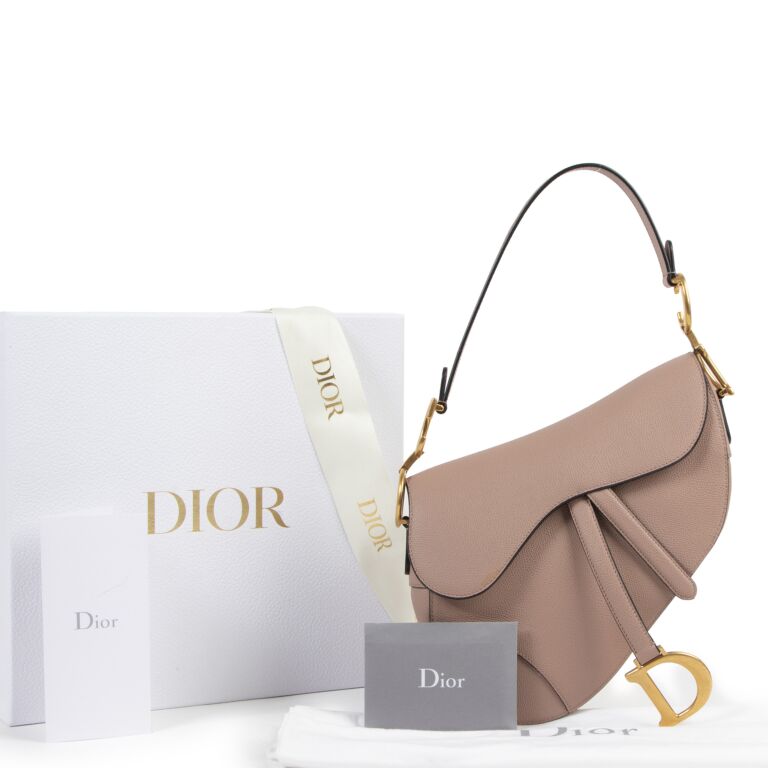DIOR GRAINED CALFSKIN LEATHER SADDLE BAG