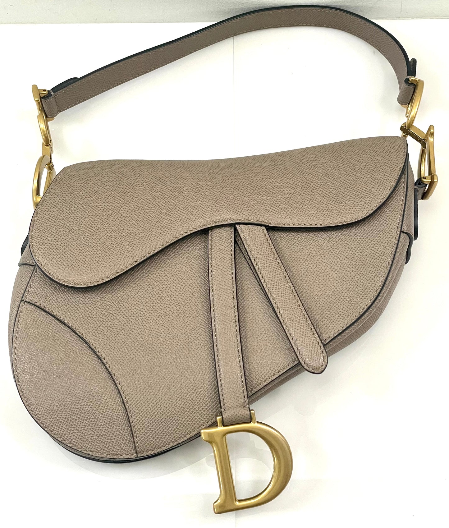 DIOR GRAINED CALFSKIN LEATHER SADDLE BAG
