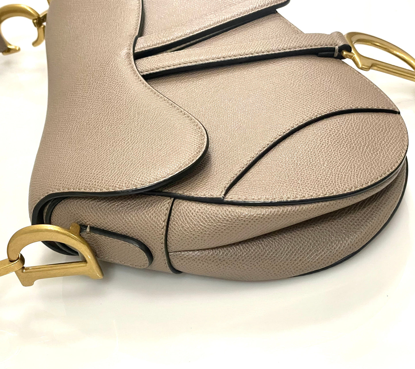 DIOR GRAINED CALFSKIN LEATHER SADDLE BAG