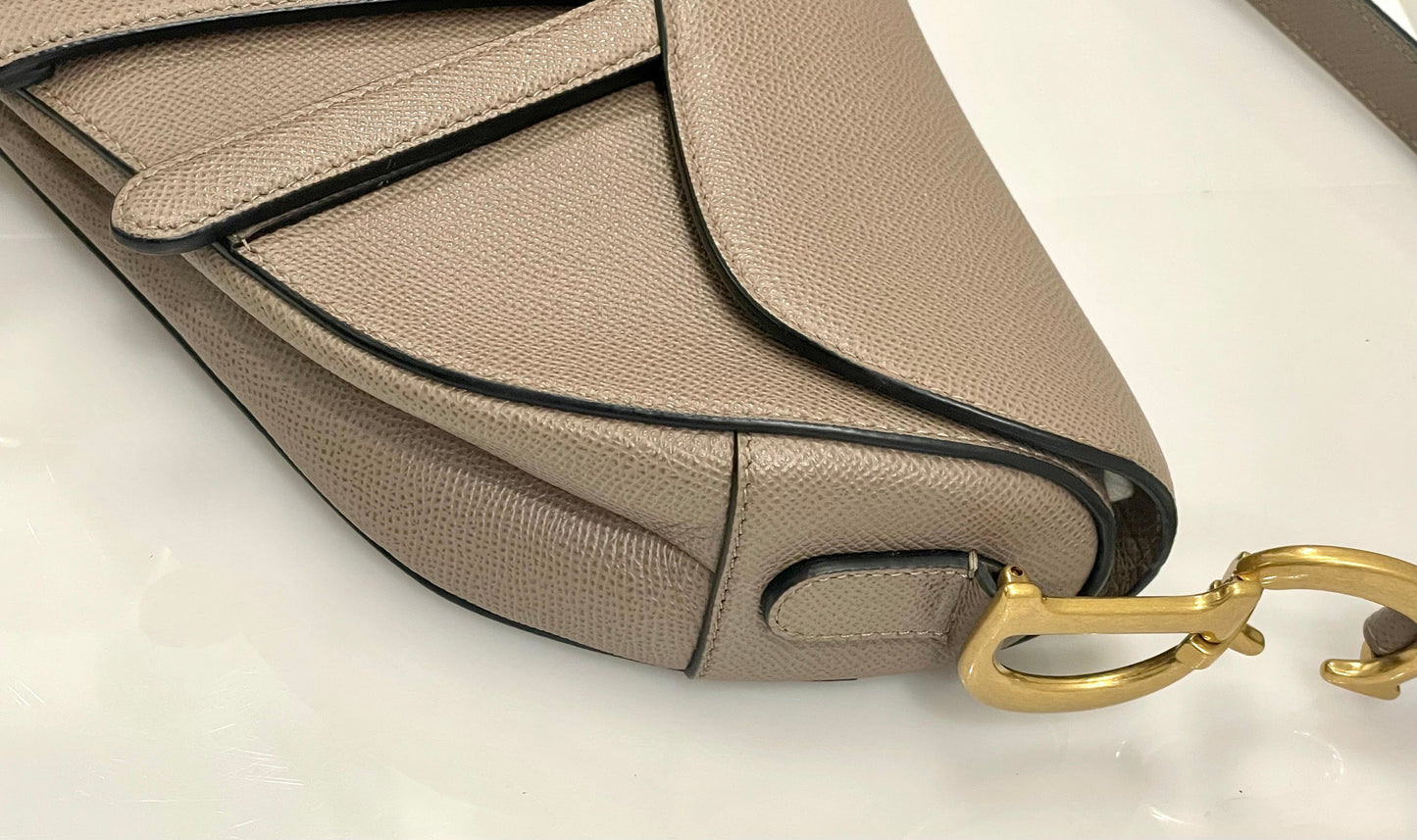 DIOR GRAINED CALFSKIN LEATHER SADDLE BAG
