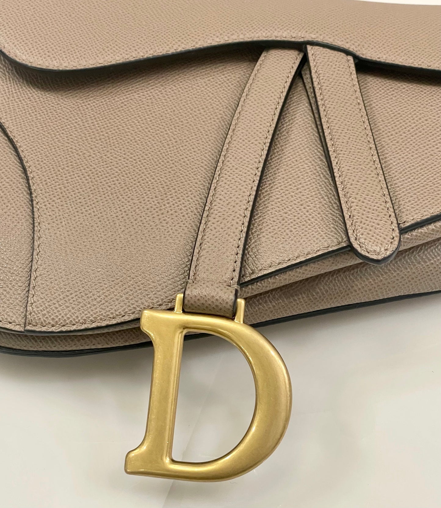 DIOR GRAINED CALFSKIN LEATHER SADDLE BAG