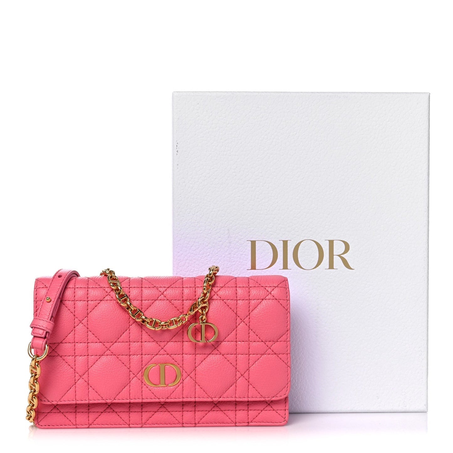 CHRISTIAN DIOR CANNAGE QUILTED CALFSKIN CARO CHAIN BELT BAG