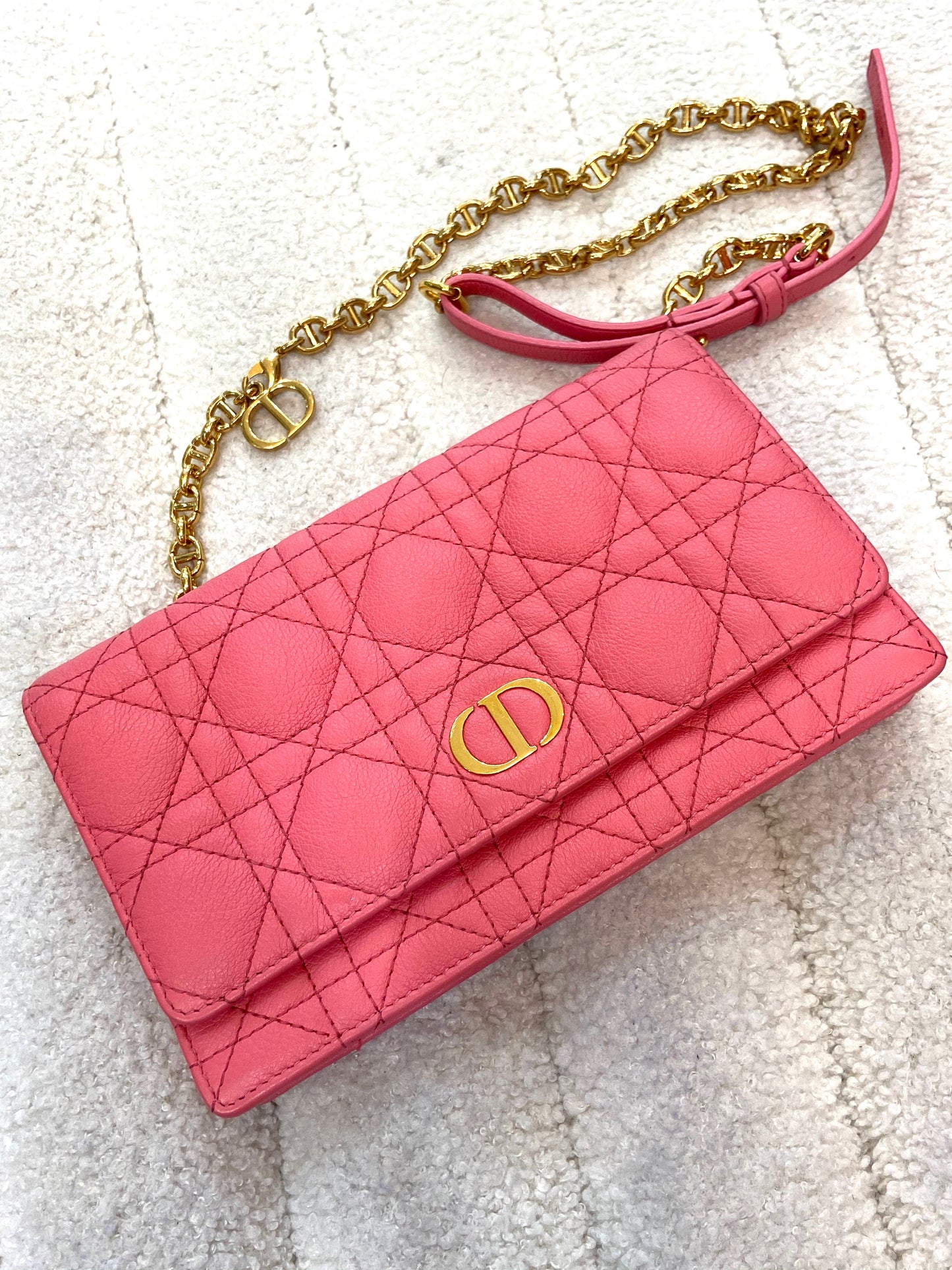 CHRISTIAN DIOR CANNAGE QUILTED CALFSKIN CARO CHAIN BELT BAG