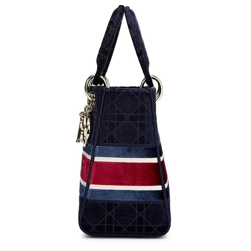 DIOR CANNAGE MEDIUM LADY DIOR LITE VELVET TOTE BAG
